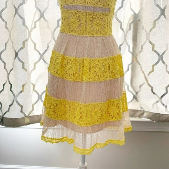 Foxiedox Yellow Floral Lace Mia Halter Dress - Picture 9 of 11